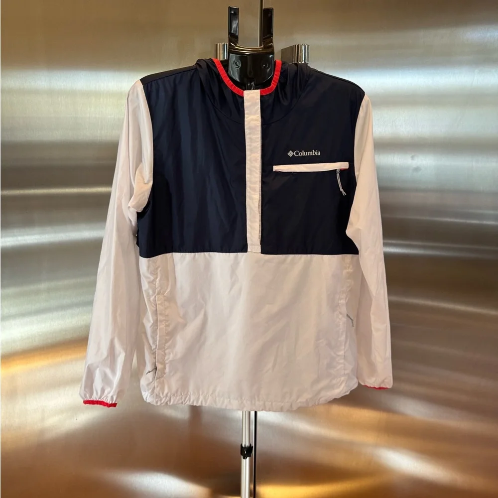 Columbia Women's Navy and White Pullover Windbreaker - Picture 1 of 9